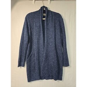 Peruvian Link Draped Open‎ Front Alpaca Cardigan Sweater Blue Women's One Size